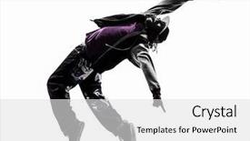  Presentation with hip hop - Audience pleasing theme consisting of breakdancing young man silhouette white backdrop and a light gray colored foreground