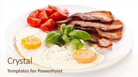  Presentation with bacon - PPT theme enhanced with breakfast - egg bacon and vegetables background and a lemonade colored foreground