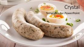  Presentation with white easter lily flowers - Slide set consisting of breakfast - eggs boiled white sausages background and a coral colored foreground