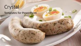  Presentation with eggs egg carton egg box - Amazing PPT layouts having breakfast - eggs boiled white sausages backdrop and a lemonade colored foreground