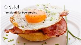  Presentation with bacon - Presentation theme consisting of breakfast - fried egg with bacon background and a sky blue colored foreground