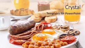  Presentation with orange juice - Colorful presentation design enhanced with breakfast - plate with fried egg backdrop and a yellow colored foreground