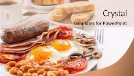 Presentation with fresh meat - Slide set enhanced with breakfast - plate with fried egg background and a coral colored foreground