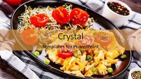  Presentation with breakfast - Cool new PPT theme with breakfast - scrambled eggs with vegetables backdrop and a gold colored foreground