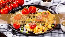 Presentation with breakfast - Beautiful slides featuring breakfast - scrambled eggs with vegetables backdrop and a gold colored foreground