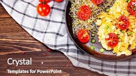  Presentation with breakfast - Audience pleasing slide set consisting of breakfast - scrambled eggs with vegetables backdrop and a tawny brown colored foreground
