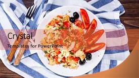  Presentation with hydroponics vegetables hydroponic vegetable - Cool new PPT theme with breakfast - scrambled eggs with vegetables backdrop and a red colored foreground