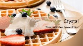  Presentation with breakfast - Theme with breakfast - waffles with fresh berries background and a lemonade colored foreground