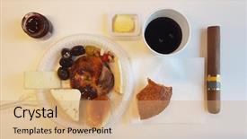  Presentation with cuban - Beautiful slide deck featuring breakfast and cuban cigar backdrop and a coral colored foreground