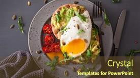  Presentation with breakfast sandwich - Cool new PPT layouts with breakfast avocado sandwich with fried egg and tomato backdrop and a tawny brown colored foreground