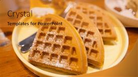  Presentation with waffles - PPT theme with breakfast-baked-waffles-with-maple background and a gold colored foreground