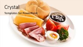  Presentation with bacon - Amazing theme having breakfast - boiled egg bacon cheese and vegetables backdrop and a yellow colored foreground