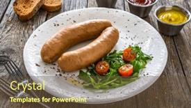  Presentation with sausages - PPT layouts consisting of breakfast-boiled-sausages-bread background and a tawny brown colored foreground