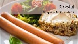  Presentation with mayonnaise - Beautiful theme featuring breakfast-boiled-sausages-cottage-cheese backdrop and a mint green colored foreground