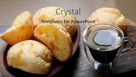  Presentation with jesus bread and wine - Slide set enhanced with breakfast-brazilian-snack-cheese-bread background and a coral colored foreground