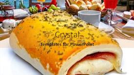  Presentation with snack - PPT layouts having breakfast-brazilian-snack-wrapped background and a gold colored foreground