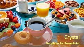  Presentation with orange fruit - Slide deck featuring breakfast buffet healthy continental coffee orange juice fruit salad croissant background and a red colored foreground