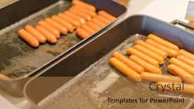  Presentation with sausages - Slides featuring breakfast-buffet-with-sausages background and a coral colored foreground