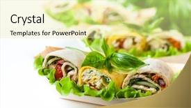  Presentation with food tortilla - Beautiful theme featuring breakfast burrito - assortment of fresh tortilla wraps backdrop and a blonde colored foreground