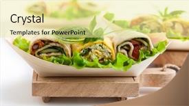  Presentation with fast food healthy - Slide set consisting of breakfast burrito - assortment of fresh tortilla wraps background and a blonde colored foreground