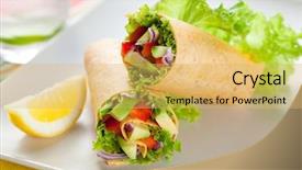  Presentation with tortilla - PPT layouts having breakfast burrito - fresh tortilla wraps with vegetables background and a yellow colored foreground