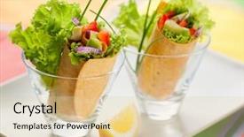  Presentation with tortilla - Theme featuring breakfast burrito - fresh tortilla wraps with vegetables background and a lemonade colored foreground