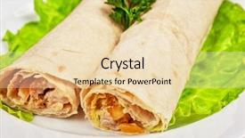  Presentation with chicken meat package - Presentation theme having breakfast burrito - fried chicken meat with pepper background and a lemonade colored foreground