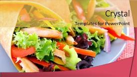  Presentation with fresh fruits salad on white - Slide deck featuring breakfast burrito - healthy chicken strips and fresh background and a yellow colored foreground