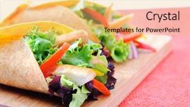  Presentation with healthy breakfast - Presentation theme having breakfast burrito - healthy chicken strips and fresh background and a yellow colored foreground