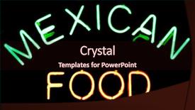  Presentation with mexican food - PPT theme consisting of breakfast burrito - mexican food neon sign background and a  colored foreground
