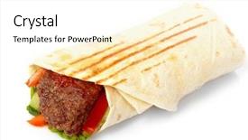  Presentation with breakfast burrito - Cool new PPT layouts with breakfast burrito - tortilla with beef and vegetables backdrop and a white colored foreground