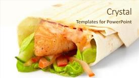  Presentation with breakfast burrito - Cool new PPT theme with breakfast burrito - tortilla with fish and vegetables backdrop and a  colored foreground