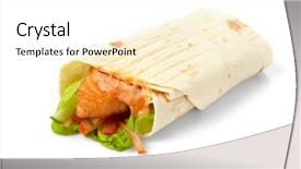  Presentation with tortilla - Slides enhanced with breakfast burrito - tortilla with fish and vegetables background and a white colored foreground