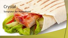  Presentation with fresh fruits vegetables dairy meat - Audience pleasing presentation consisting of breakfast burrito - tortilla with meat and vegetables backdrop and a lemonade colored foreground