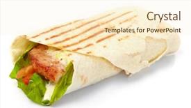  Presentation with breakfast burrito - Audience pleasing slide deck consisting of breakfast burrito - tortilla with meat and vegetables backdrop and a cream colored foreground