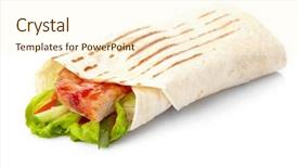  Presentation with tortilla - Slides featuring breakfast burrito - tortilla with meat and vegetables background and a cream colored foreground