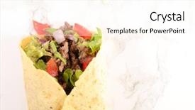  Presentation with beef cattle on farm - Theme enhanced with breakfast burrito - tortilla with minced beef avocado background and a cream colored foreground