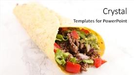  Presentation with beef cattle on farm - Slides enhanced with breakfast burrito - tortilla with minced beef avocado background and a white colored foreground
