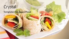  Presentation with breakfast burrito - Colorful presentation design enhanced with breakfast burrito - tortilla wrap with vegetable backdrop and a blonde colored foreground