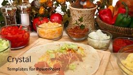  Presentation with breakfast burrito - Amazing theme having breakfast burrito in kitchen backdrop and a yellow colored foreground