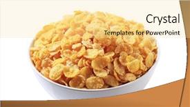  Presentation with corn flakes - PPT theme consisting of breakfast cereal - bowl of corn flakes background and a blonde colored foreground