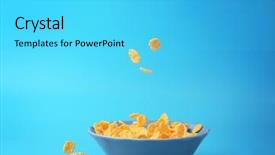 Presentation with corn flakes - Slide set consisting of breakfast cereal - bowl with corn flakes background and a cyan colored foreground