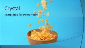  Presentation with corn flakes - Slides featuring breakfast cereal - bowl with corn flakes background and a cyan colored foreground