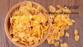  Presentation with breakfast cereal - PPT theme consisting of breakfast cereal - cornflakes background and a coral colored foreground