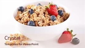  Presentation with breakfast cereal - Audience pleasing slides consisting of breakfast cereal - muesli with berry fruit backdrop and a lemonade colored foreground
