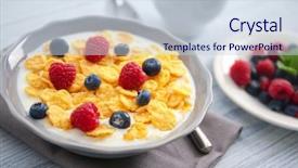  Presentation with blueberries - Audience pleasing PPT layouts consisting of breakfast cereal - tasty cornflakes with raspberries backdrop and a lemonade colored foreground