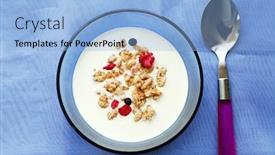  Presentation with breakfast cereal - Cool new slide deck with breakfast-cereal-in-a-bowl backdrop and a light blue colored foreground