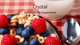  Presentation with breakfast cereal - Colorful PPT theme enhanced with breakfast cereal with berries backdrop and a coral colored foreground