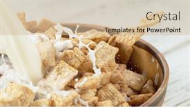 Presentation with close up pouring oil - Cool new PPT theme with breakfast-cereals-dropping-into-bowl backdrop and a soft green colored foreground