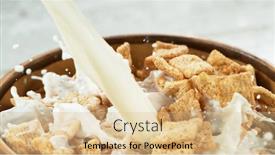  Presentation with breakfast - Audience pleasing presentation consisting of breakfast-cereals-dropping-into-bowl backdrop and a coral colored foreground